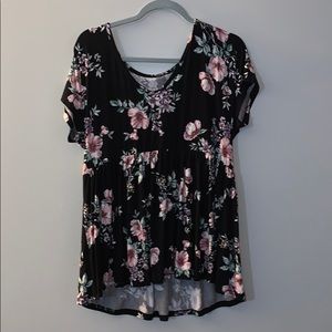 Torrid short sleeve floral babydoll top